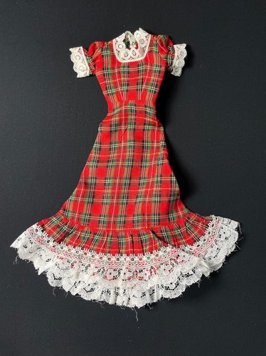 Sindy Tartan Touch dress 1979 red maxi white lace Pedigree 44321 fit 12" doll - Bild 1 von 4