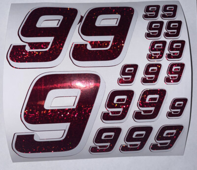 Red Sparkle w/ White Shadow/Outline #9 s Racing Numbers  Rc Box L4