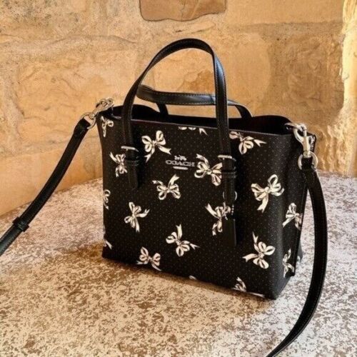 Bolso de mano Coach Bow Mollie 25 de cuero blanco y negro bandolera nuevo con etiquetas auténtico - Imagen 8 de 8