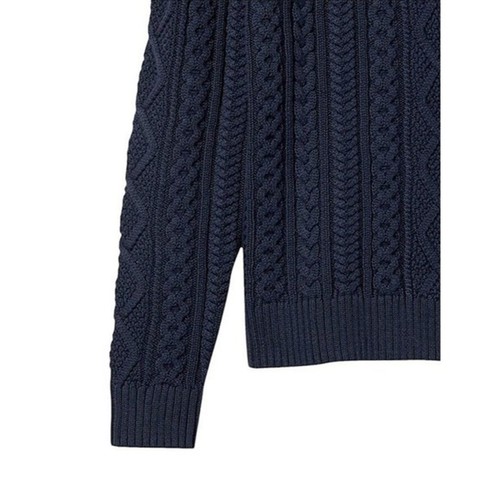 Goodthreads Men Sz L Tall Supersoft Long-Sleeve Cable Knit Crewneck Sweater Navy - Picture 5 of 5