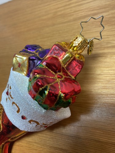 Radko Glas 5,5 Zoll Strumpf voller Geschenke Weihnachtsschmuck rot weiß - Bild 13 von 17