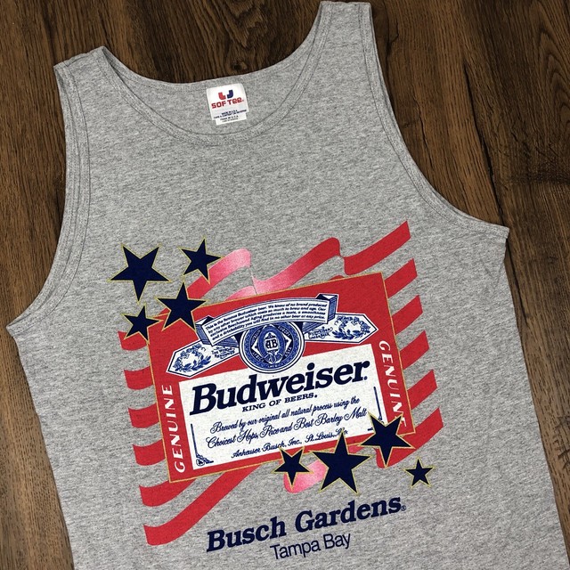 Vintage 90s Deadstock Budweiser Tank Top T Shirt Busch Gardens