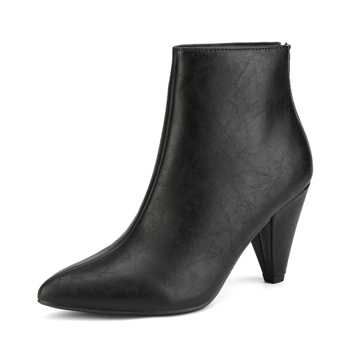 Women Ankle Boots Low Heel Back Zipper Pointed Toe Fashion Boots - Picture 21 of 38