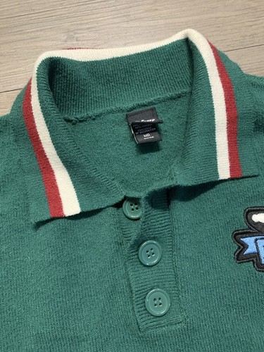 Disney Lost Boys Peter Pan Varsity Letterman Knit Sweater Patched Sz M Oversized - Picture 4 of 8