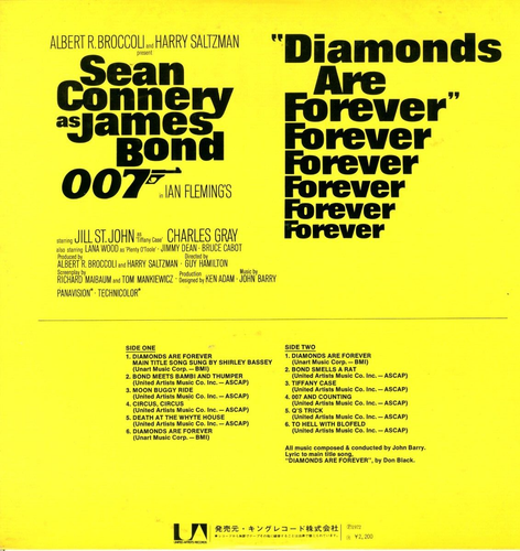 DIAMONDS ARE FOREVER - 1972 LP Original Soundtrack - Picture 2 of 6