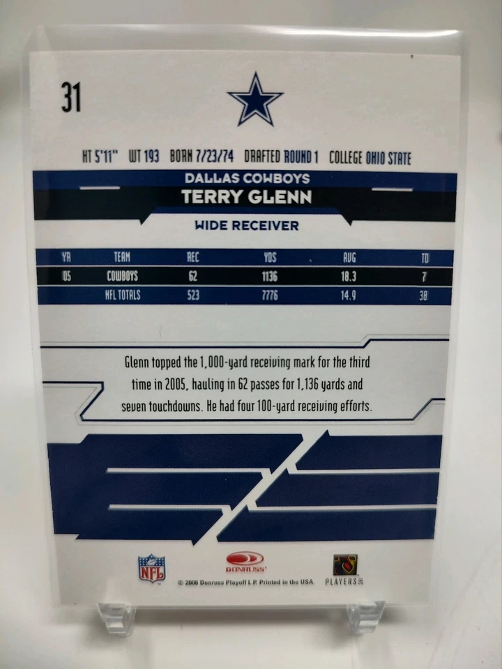 2006 Leaf Rookies and Stars Longevity Ruby #31 Terry Glenn #ed 73/249 BUF - Image 2 of 2