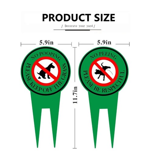 2 Stück 12 Zoll x 6 Zoll doppelseitiges Hundeschild kein Kacken Kein Peing Hundeschild mit Pfahlstopp - Bild 3 von 7