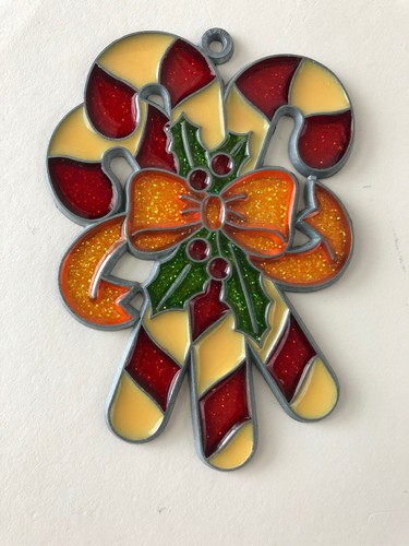 2 bastones de caramelo vintage con vidrieras de brillo 3"" x 4,5"" - Imagen 2 de 8