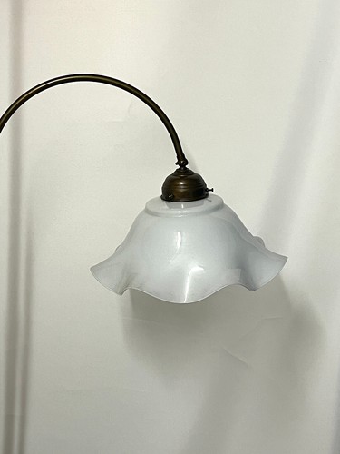 Wunderschöne Vintage Berliner Messing Glasschirm Stehlampe Höhe 1,94 m - Bild 8 von 15