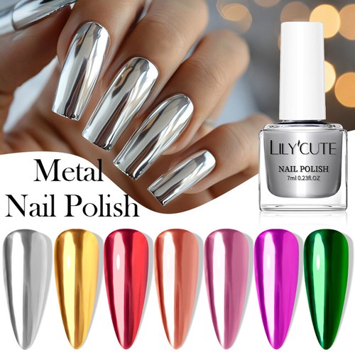 7ml Metallic Color Nail Polish Mirror Effect Art Nails Varnish Quick-drying  - Picture 1 of 28