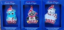 (3) Regent Square 2022 OWL PENQUIN POLAR BEAR Ornaments w/European Crystal