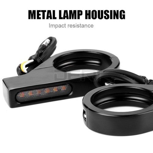 2X Abrazadera horquilla delantera moto 39-41mm LED intermitente luz intermitente blanco+ámbar - Imagen 13 de 17