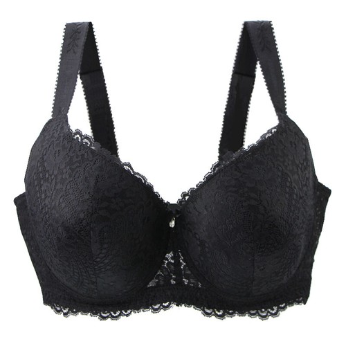 Sexy Full Coverage Underwired padded Lace Embroidery Plus Size Firm Support Bra - Picture 7 of 33