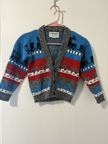 Vintage Amana Boys Vehicle Cardigan