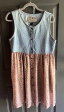 Vtg Cottagecore Denim Maxi L Halter Dress 90s Jeans By Express Girly Floral Boho