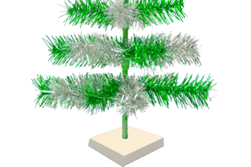 Silver and Green Mixed Tinsel Christmas Tree Stand Included, Centerpiece Display - Picture 11 of 33
