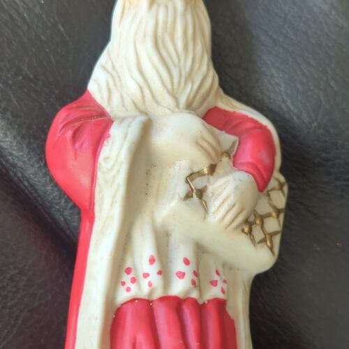 Christmas Tree Ornament Porcelain White Beard Wiseman Santa Holding Present Gift - Picture 8 of 10