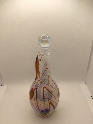 Gibson Art Glass Carnival Iridized Red Hanging Hearts Cruet - Picture 3 of 4