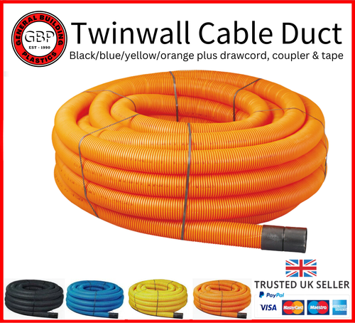 Twinwall Ducting Black/Blue/Yellow/Orange coupler drawcord *FAST CHEAP DELIVERY* - Picture 4 of 12