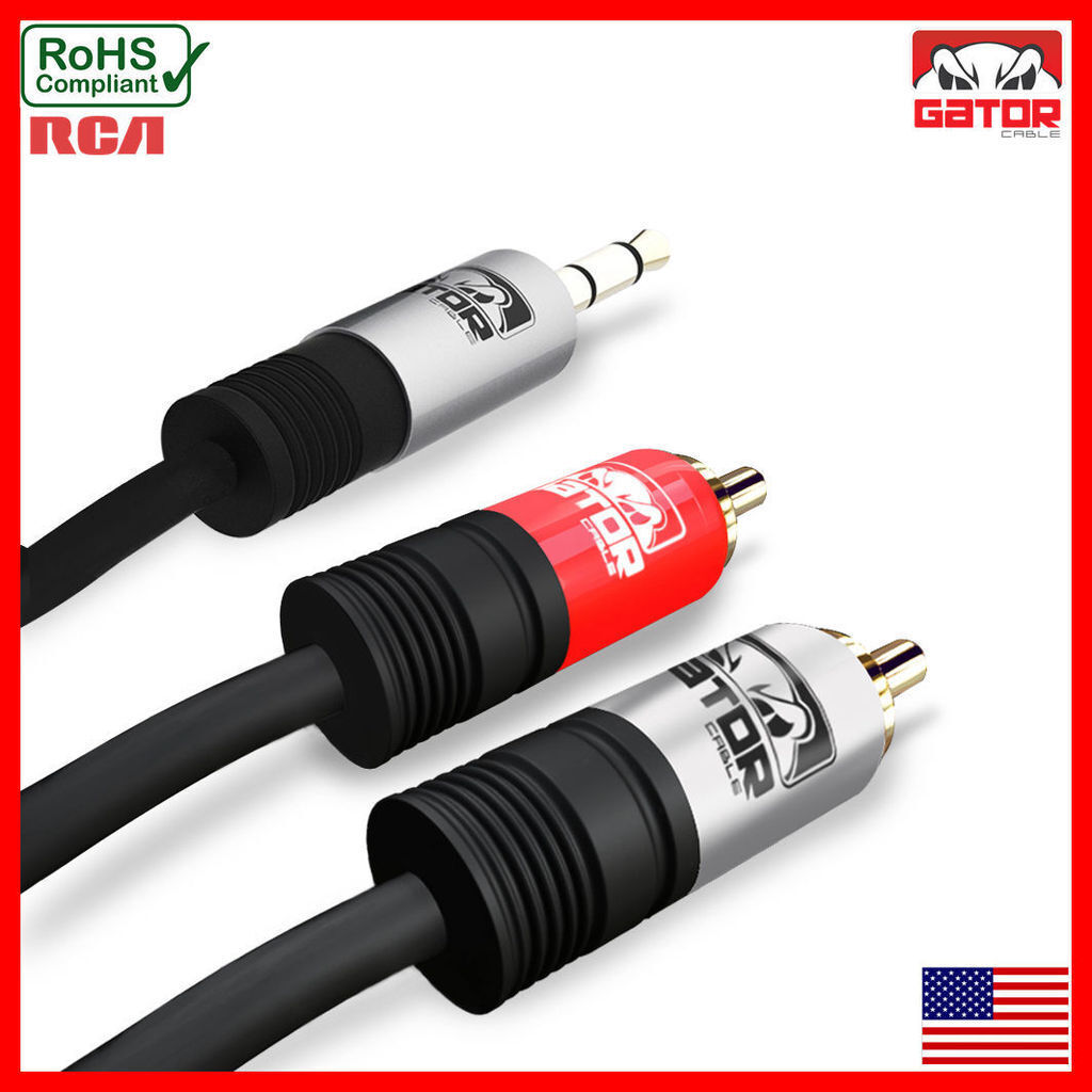 AUX Auxiliary 3.5mm Audio Male to 2 RCA Y Male Stereo Cable Cord Wire Plug - Picture 25 of 60