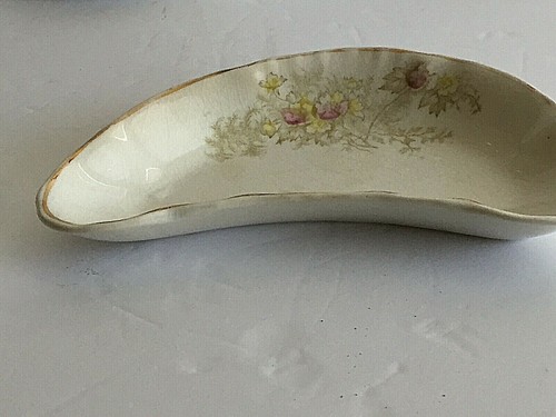 Vtg OCCO Limoges Floral Half Moon Side Dish Scalloped Gold Trim Edge 6 1/4L - Picture 2 of 10