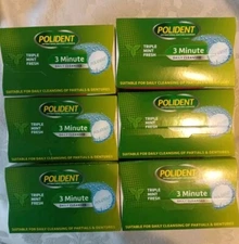 Lot of 6 Polident Denture Cleanser 3 Minute Daily Cleanser 40 Tablets Each