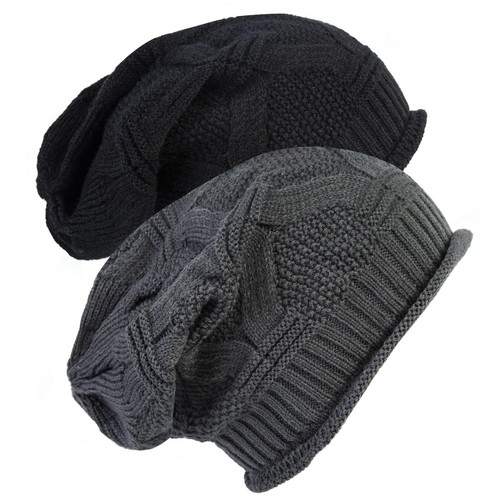 2 Pack Womens Slouchy Beanie Winter Knit Soft Hat for Women and Men Top - Picture 14 of 15