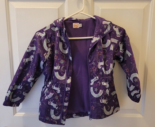 Wonder Nation ~ Childs Purple Unicorn Hooded Jacket ~ Size xs 4/5 - Picture 2 of 7