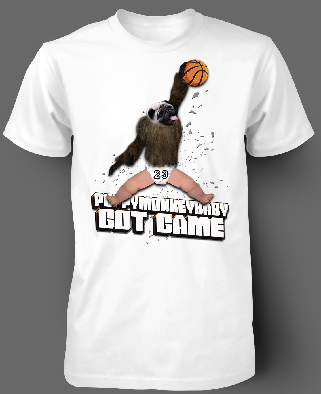  Puppy Monkey Baby T Shirt Baby Got Game Funny Basketball tshirt  Small to 10 XL
