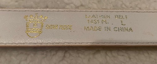 Vtg Ivory Leather Western Gold Buckle Cowgirl CROWN PACIFIC Belt 80s 90s Large - Picture 2 of 7
