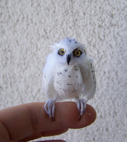 Ooak Domek dla lalek Miniaturowy biały ptak sowy firmy Malga - Zdjęcie 2 z 8