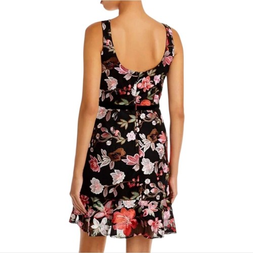 Sam Edelman Kleid Hibiskus Blumen bestickt 10 schwarz ärmellos Tulpensaum - Bild 2 von 11