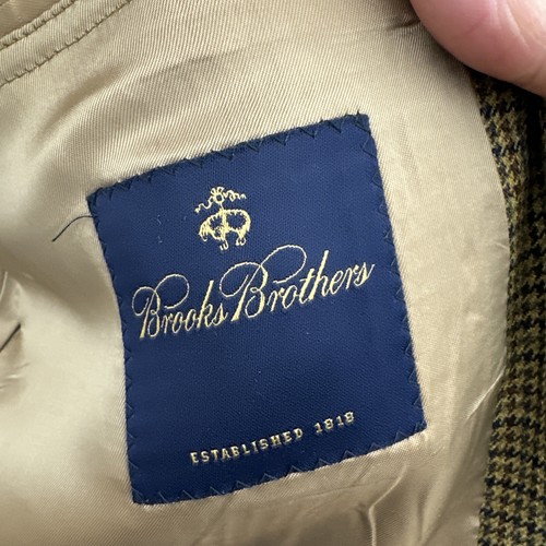Brooks Brothers Blazer Mens 40 Wool Cashmere Olive Green/Brown Tailored Italy - Picture 7 of 9