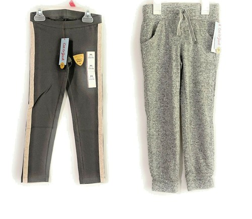 Lot 2 Size XS (4/5) Pair Cat & Jack Girls Gray Leggings w Stripe & Soft Jogger - Picture 6 of 9