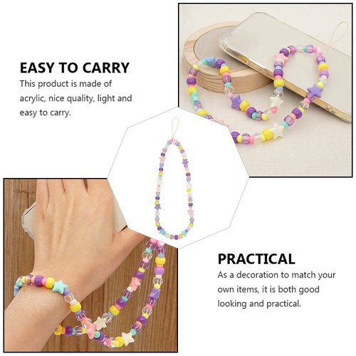 2 Count Anti-slip Wrist Rope Child Phone Anti-lost Beaded Mobile Lanyard - Zdjęcie 2 z 12