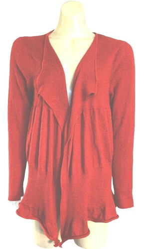 Virtuelle Cardigan M 18-20 Stretchy Orange Sparkle Open Front Light Weight Knit