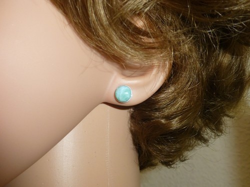 Ohrstecker Ohrringe Larimar Cabochon 8mm Silber 925 - Bild 2 von 6