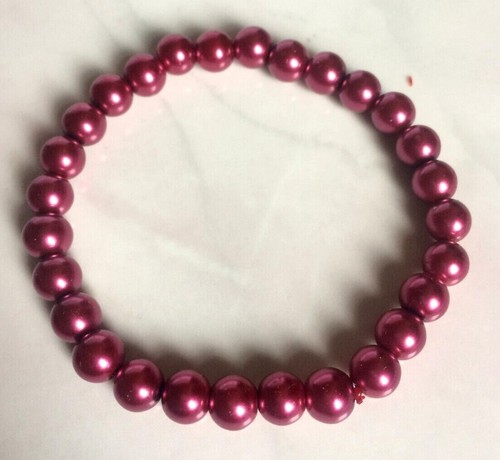 8mm Glass Pearl Bead Stretchy Elastic Bracelet - 15 Colours To Choose From. - Picture 27 of 33