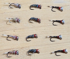 Fly fishing flies (nymphs) 12 Tungsten beaded 4 of each pattern size 16