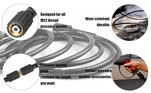 High Pressure Washer Hose 25/50/100ft 5800PSI M22 Power Washer Extension Hose O - Picture 4 of 18