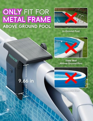 Solar Pool Lights Only for Metal Frame Above Ground Pool, 10-Color 4-Mode LED - Picture 2 of 9
