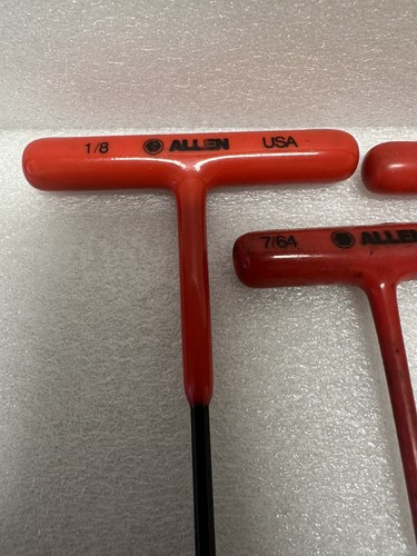 Vntg Allen Hex T-Handle Allen Wrench Key Set 4 Pieces USA SAE Long Soft Grip - Picture 2 of 13