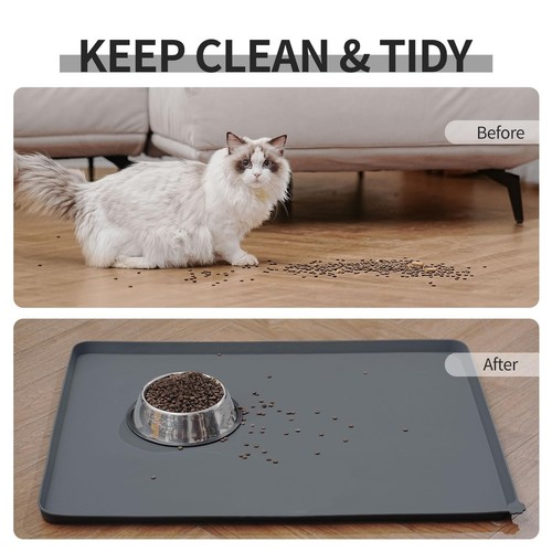 Wasserdichte Haustier-Futtermatte mit hohen erhöhten Kanten Schwerere und Dickere Tischmatte... - Bild 6 von 6