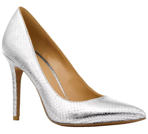 【Michael Kors】Amal Snake Embossed Leather Sandal Amal Metallic Snake Embossed Leather Kitten Sandal | Michael
