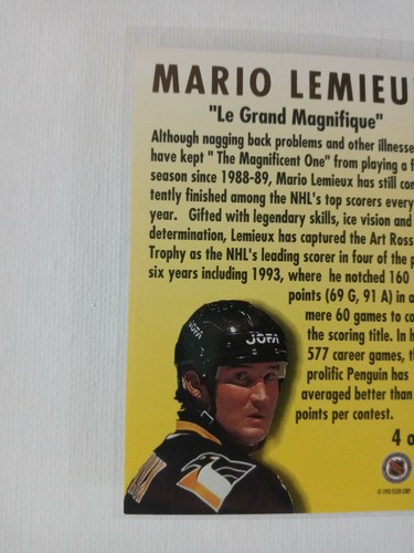 1993/94 Fleer Ultra Mario Lemieux  - Picture 5 of 6