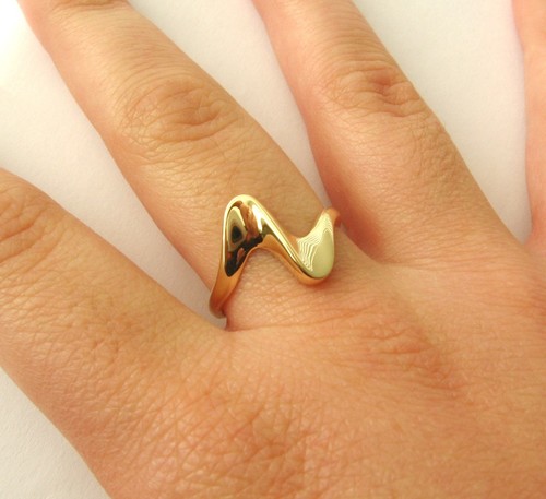 GENUINE 9K 9ct YELLOW GOLD HEART BEAT DESIGNER LOVE RING - Picture 3 of 7