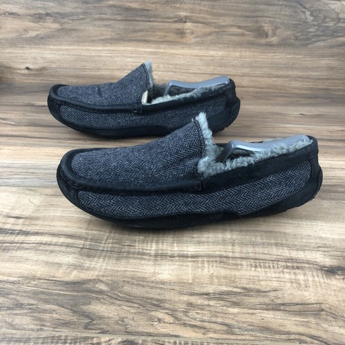 UGG Men's Ascot Tweed Suede slippers 1008305 Sz 8⚠️worn⚠️ - Picture 3 of 11