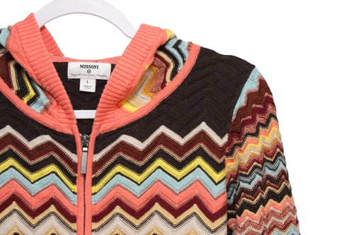 NWT Missoni Target Knit Sweater Size Large Multicolor Chevron Hooded Full Zip - Picture 8 of 17