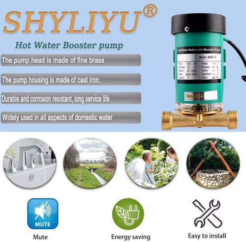 Pompa booster SHYLIYU 120W pompa pressione acqua 115V/60Hz 22 psi 1" uscita 7GPM US - Foto 3 di 9