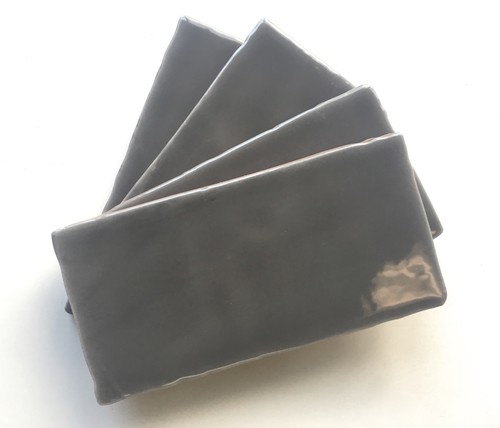 3x6 Dark Gray Glossy Subway Ceramic Tile, Wall Backsplash Décor Kitchen (1 PC) - Bild 1 von 5